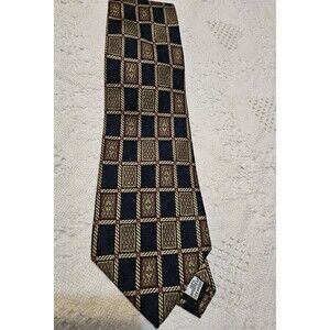 The Metropolitan Museum of Art Silk Tie Vintage Navy Gold Geometric Medallion